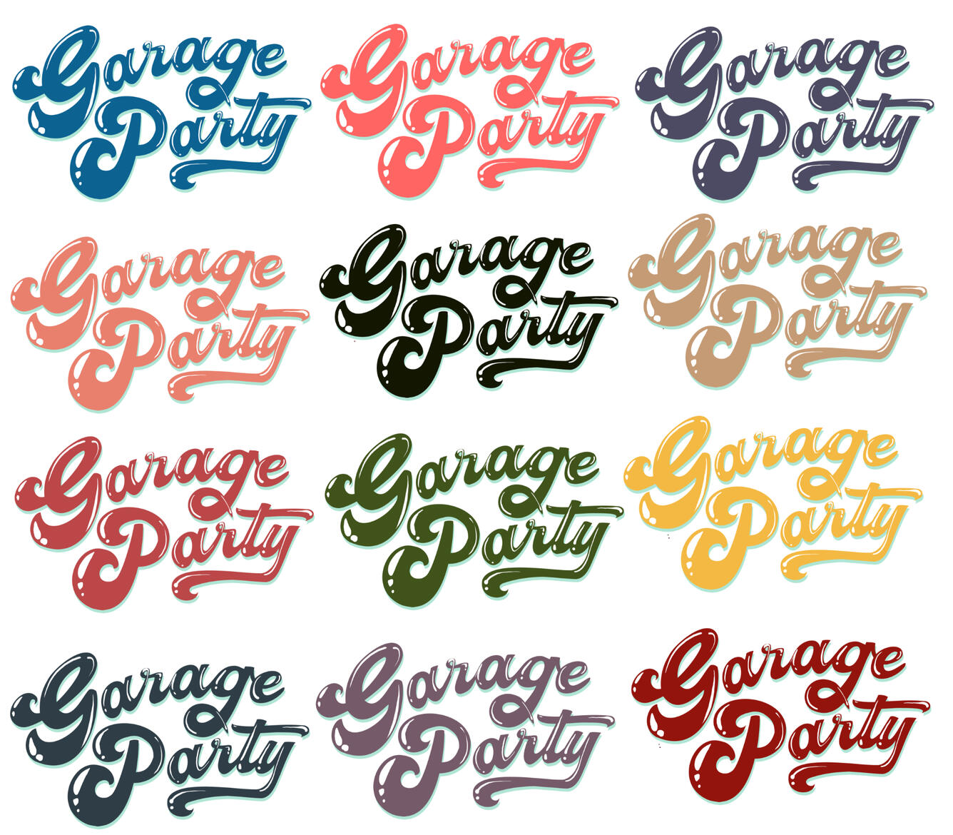 Garage Party logo options